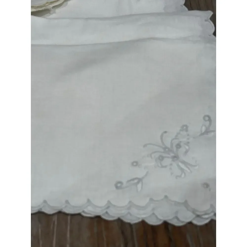 Vintage Embroidered Cocktail Napkins White Linen Butterfly Floral Mixed Lot